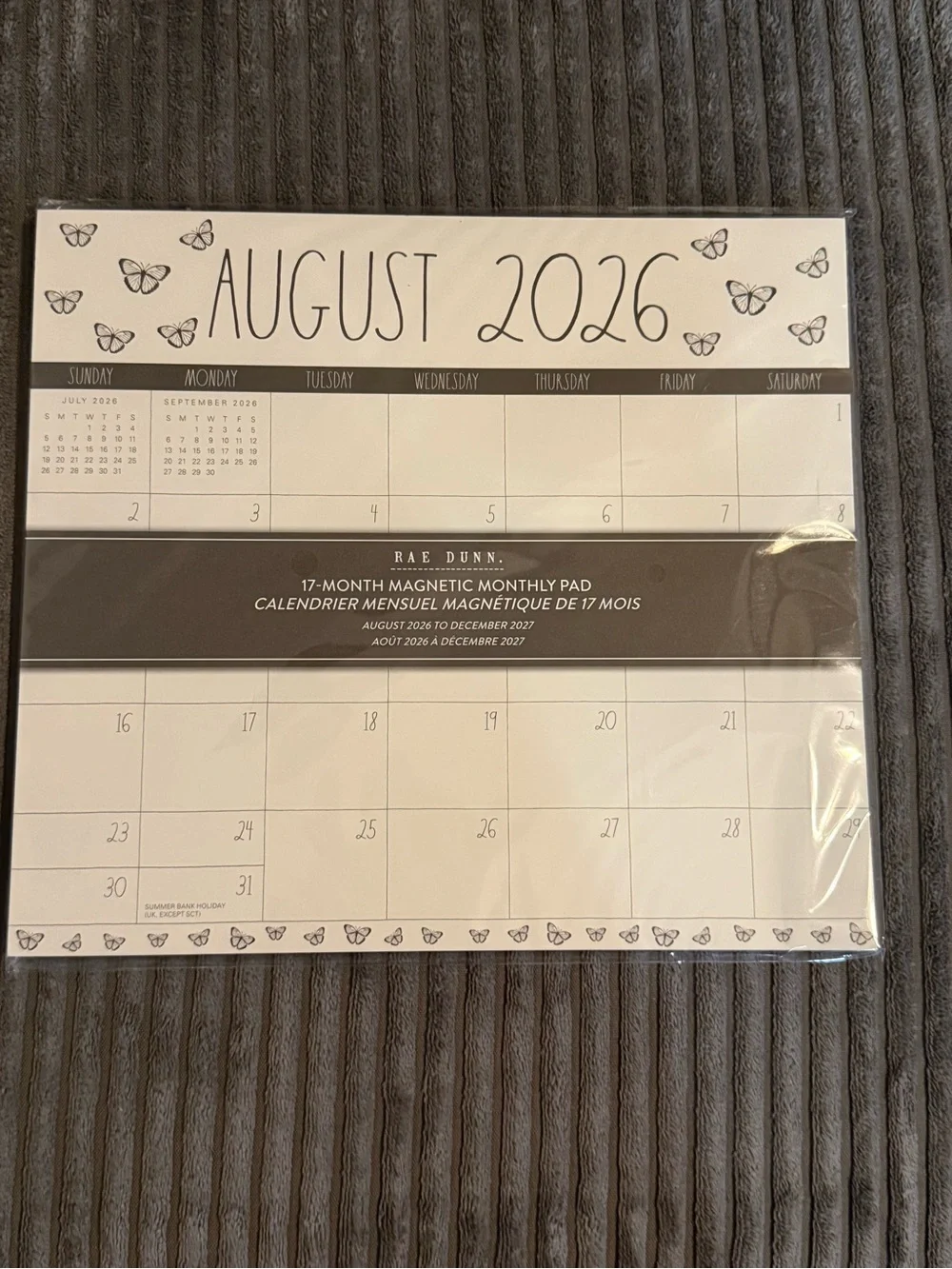 Rae Dunn White & Black 17-Month Magnetic Monthly Pad Aug 2026 - Dec 2027